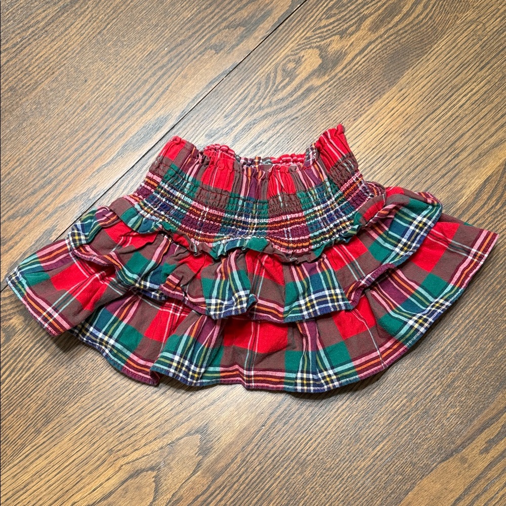 Janie and Jack Red and Green Plaid Mini Skirt